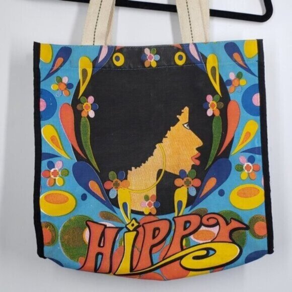 Boho Tote Bag Bright Hippy Graphic Cotton Canvas Retro Style Festival - Picture 15 of 16